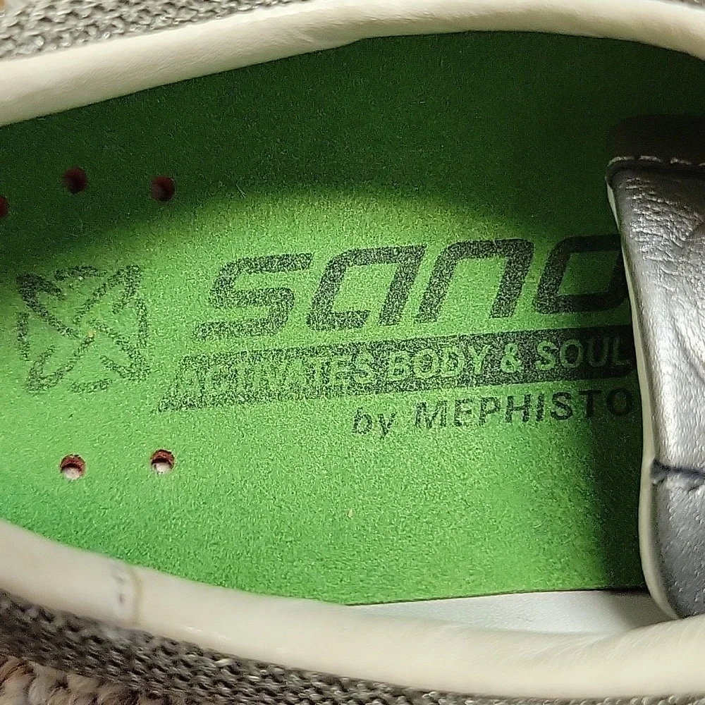 Mephisto Sano Silver Women's Walking Sneakers Sz 6 Leather - Picture 5 of 9
